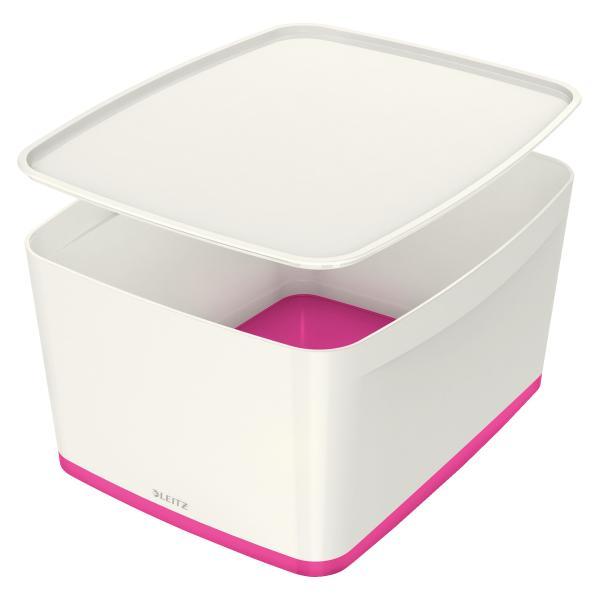 Leitz box úložný s víkem MyBox M bílý/růžový
