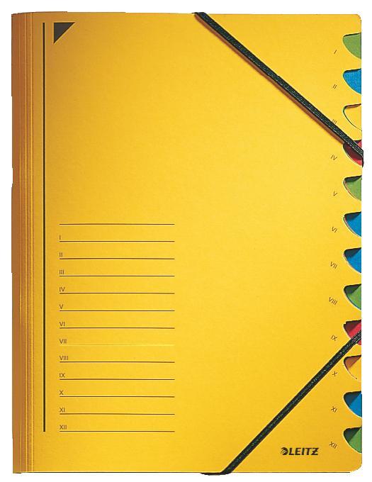 Leitz třídící desky s gumičkou A4, 12 listů, žluté
